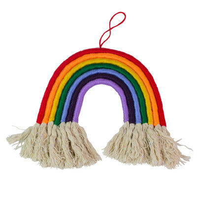 Colorful tapestry rainbow hand-woven hanging tassels