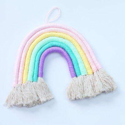 Colorful tapestry rainbow hand-woven hanging tassels