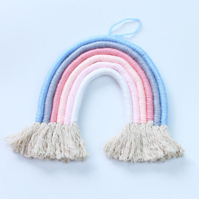 Colorful tapestry rainbow hand-woven hanging tassels