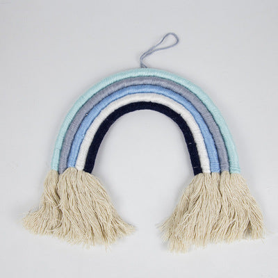 Colorful tapestry rainbow hand-woven hanging tassels