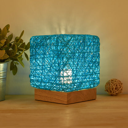 LED Desk Lights Wood Rattan Twine USB Charging Table Lamp