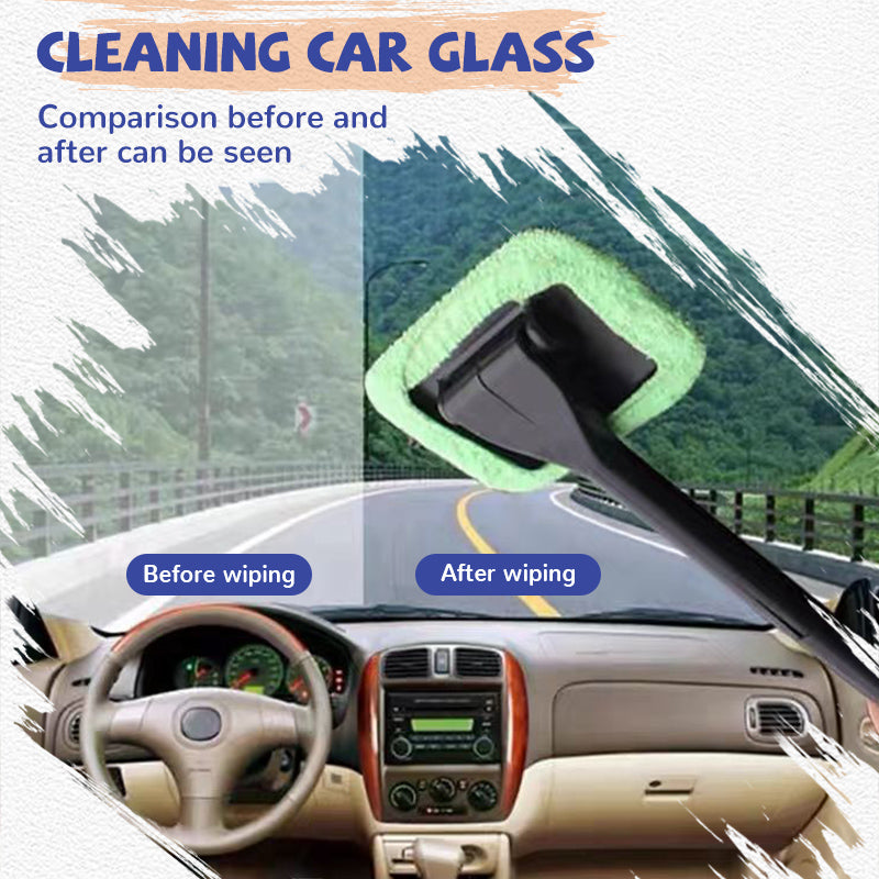 Car Window Cleaner Brush Kit Windshield Cleaning Wash Tool Inside Interior Auto Glass Wiper With Long Handle Car Accessories